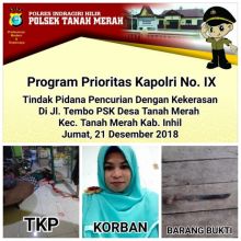 Warga Tanah Merah Inhil  ditemukan tewas bersimbah darah di rumahnya/rgo