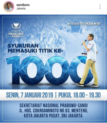 Unggahan foto Sandiaga Uno tentang #1000TitikSandi 