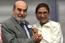 Direktur Jenderal FAO Jose Graziano da Silva menyalami Menteri Kelautan dan Perikanan RI Susi Pudjiastuti di  Markas FAO, Roma,  Italia,  beberapa waktu lalu. Foto: int 