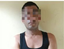 RS (42) warga Desa Jalan Senggoro, desa Senggoro Kecamatan Bengkalis yang diamankan polisi/hari