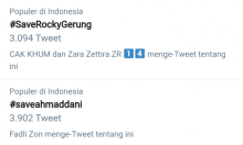 #saveahmaddhani dan #SaveRockyGerung Trending Topik di Twitter