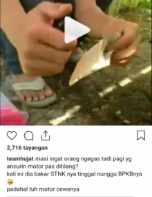 Aksi pembakaran STNK yang mulai heboh di media sosial. Foto: ist 