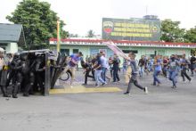 Latihan simulasi mengamanka  kerusuhan saat Pemilu 2019