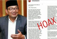 Ridwan Kamil klarifikasi tulisan hoax yang mencatut namanya (foto/int) 