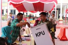 Polres Dumai menggelar Simulasi Pemungutan dan Penghitungan Suara Pemilihan Umum 2019/pno