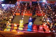 Penampilan Barongsai di puncak acara perayaan Cap Gomeh di Jalan Karet Pekanbaru. (Riau24/amri)