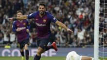 Luiz Suarez merayakan gol yang diciptakannya ke gawang Real Madrid.  Foto; int 