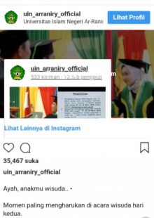 Ayah Gantikan Terima Ijazah Wisuda Putrinya/int