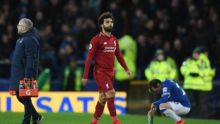 Mohamed Salah minus gol saat laga ke kandang Everton tadi malam. Foto: int 