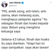 Cuitan Jokowi soal lawan fitnah yang ditujukan kepadanya