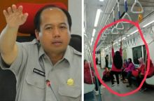 Humas BNPB, Sutopo Purwo kritik penumpan MRT yang begini (foto/twitter) 