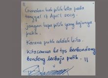 Tulisan tangan Jokowi