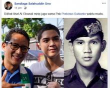 Sandiaga Unggah Foto Al Ghazali Yang Mirip Prabowo Muda