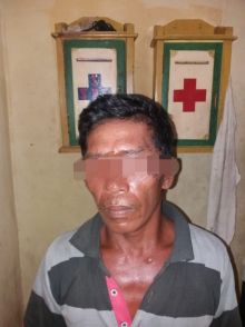 Tersangka SS (47) warga Sri Terpanggang desa Tasik Serai/hari