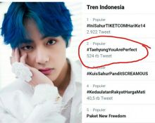 Netizen Indonesia pengemar KPOP BTS lambungkan tagar #TaehyungYouArePerfect (foto/int)