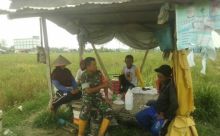  Babinsa Koramil 03/Tempuling Serda Mardia dengan melakukan komunikasi sosial (komsos) dengan para petani di areal persawahan /rgo