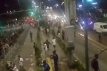 Suasana rusuh di jalan Wahid Hasyim Jakarta
