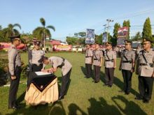 Kapolres Kampar AKBP Andri Ananta pimpin sertijab Waka Polres dan Beberapa jajaran Polres Kampar.