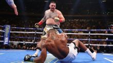 Andy Ruiz Jr bungkam kritikan dengan tumbangkan Anthony Joshua di ronde ke 7 (foto/int)