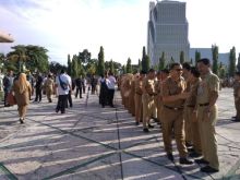 Pemprov Riau menggelar apel sekaligus halal bi halal dengan ASN dilingkungan Pemprov Riau pada Senin kemarin