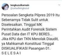 Peryataan Ustad Tengku Zulkarnain soal sidang sengketa Pilpres di MK