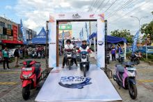 City Tour pengguna Yamaha Mio S pada saat lomba irit 1 liter Yamaha Mio S Pekanbaru-Rantau Berangin