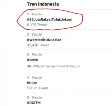 Tagar #85JutaRakyatTolakJokowi jadi trending topik di twitter (foto/int)