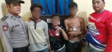 Tiga tersangka pemilik sabu yang diamankan Polsek Kerumutan 