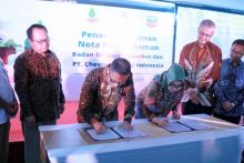 Penandatangan MoU PT. CPI dengan BRG di Novotel Pekanbaru, Kamis, 11 Juli 2019 siang.