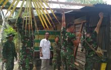 Koramil 05/Kampar Kiri Bantu Pembuatan Jambanisasi Warga Tidak Mampu (foto/int)