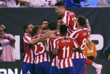 Selebrasi pemain Atletico Madrid usai mencetak gol di gawang Real Madrid. Foto (internet) 