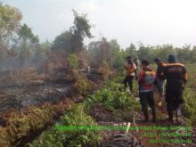 Petugas gabungan  yang terdiri BPBD,  Damkar, Polri, TNI dan PT RRL terus melakukan upaya pemadaman di kawasan Karhutla./hari