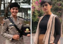 Polwan cantik yang bertugas di Polda Riau memikat hati netizen (foto/int)