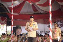 Bupati Siak sekaligus Ketua Kwarcab 09 Gerakan Pramuka Kabupaten Siak Alfedri memimpin langsung pelaksanaan apel/lin