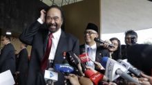 Ketua Umum NasDem Surya Paloh saat menghadiri rapat tahunan MPR di Gedung Parlemen Senayan jakarta. Foto: int 