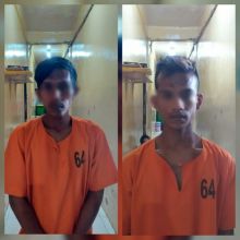 Dua pelaku pencurian baut dan lempeng baja Jembatan Siak IV diamankan polisi.