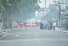 Kabut asap cukup tebal masih menyelimuti Kota Bengkalis saat pelantikan anggota DPRD Kabupaten Bengkalis/hari