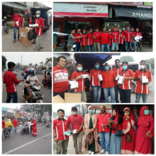 Aksi bagi masker gratis yagn digelar jajaran PAGA Kota Dumai. Foto: ist 