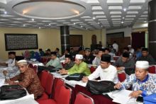 Suasana pelatihan majelis hakim yang akan bertugas saat MTQ ke-44 Kabupaten Bengkalis. Foto: hari 