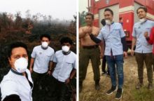 Arie Untung dan Dimas Seto sampai ke Pekanbaru, Riau untuk menjumpai korban kabut asap (foto/int)