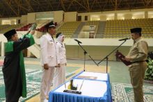 Bupati Siak Alfedri Msi melantik 54 Anggota Badan Permusyawaratan Kampung (Bapekam) dari 6 Kampung di Kecamatan Tualang (foto/lin)