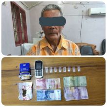 Seorang kakek berinisial SO (54) warga Lapangan Heli KM 12 Desa Buluh Manis, Kecamatan Bathin Solapan, Bengkalis ditangkap polisi (foto/hari)