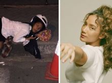 Foto Tara Basro yang istirahat di trotoar jalan yang diunggah Joko Anwar viral (foto/int)