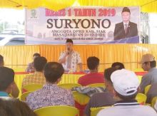 Suryono anggota DPRD Siak yang menjabat selaku Sekertaris Komisi I DPRD Kabupaten Siak dari partai NasDem menjemput aspirasi warga di wilayah dapilnya yakni dapil Siak 4 (foto/lin)