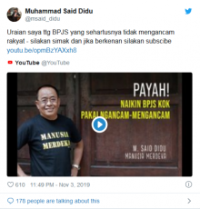 Said Didu menyoroti perihal BPJS Kesehatan 