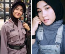 Netizen terpesona dengan kecantikan Polwan Bripda Enji (foto/int)