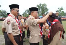 Kwartir Nasional (Kwarnas) Pramuka, yang diwakili oleh Wakil Ketua Kwarnas Bidang Bela Negara Purn. Brigjen TNI Hasto Pratisto Yuwono, buka secara langsung kemah Ukhuwah Regional ke-3 Sako Pramuka Sekolah Islam Terpadu (SIT) Se-Sumatera (foto/lin)