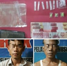 Dua pelaku diduga sebagai kurir dan pengedar diringkus Satuan Reserse Narkoba (Satres Narkoba) Polres Bengkalis (foto/Hari)