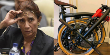 Kolase foto Susi Pudjiastuti dan Sepeda Brompton (R24/put)