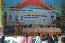 Bupati Siak Alfedri bersama Plh kepala BPN Slamet Sutrisno lakukan Sosialisasi kegiatan Pendaftaran Tanah Sistematis Lengkap (foto/Lin)